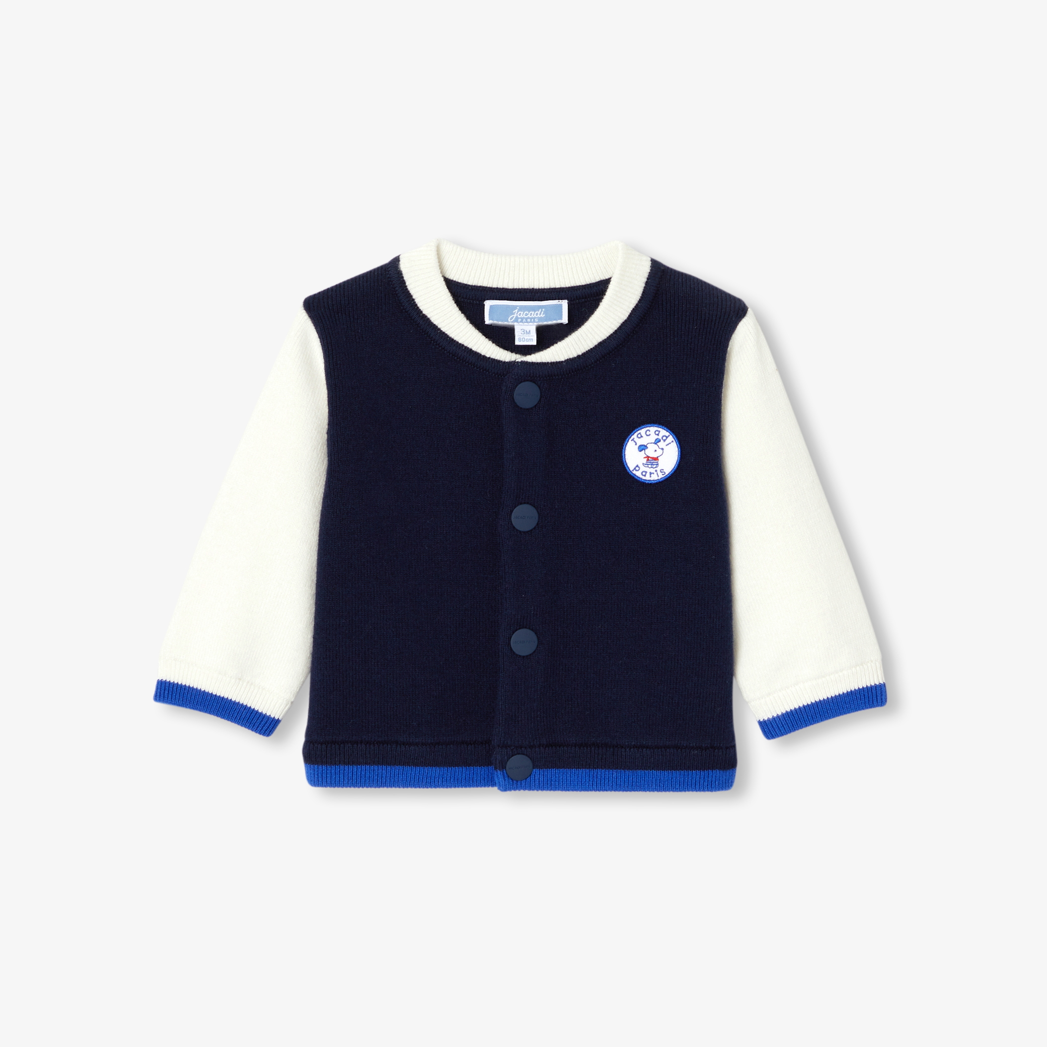 Jacadi - Vestje in collegestijl baby jongen - marineblauw/wit - Het perfecte geboortegeschenk