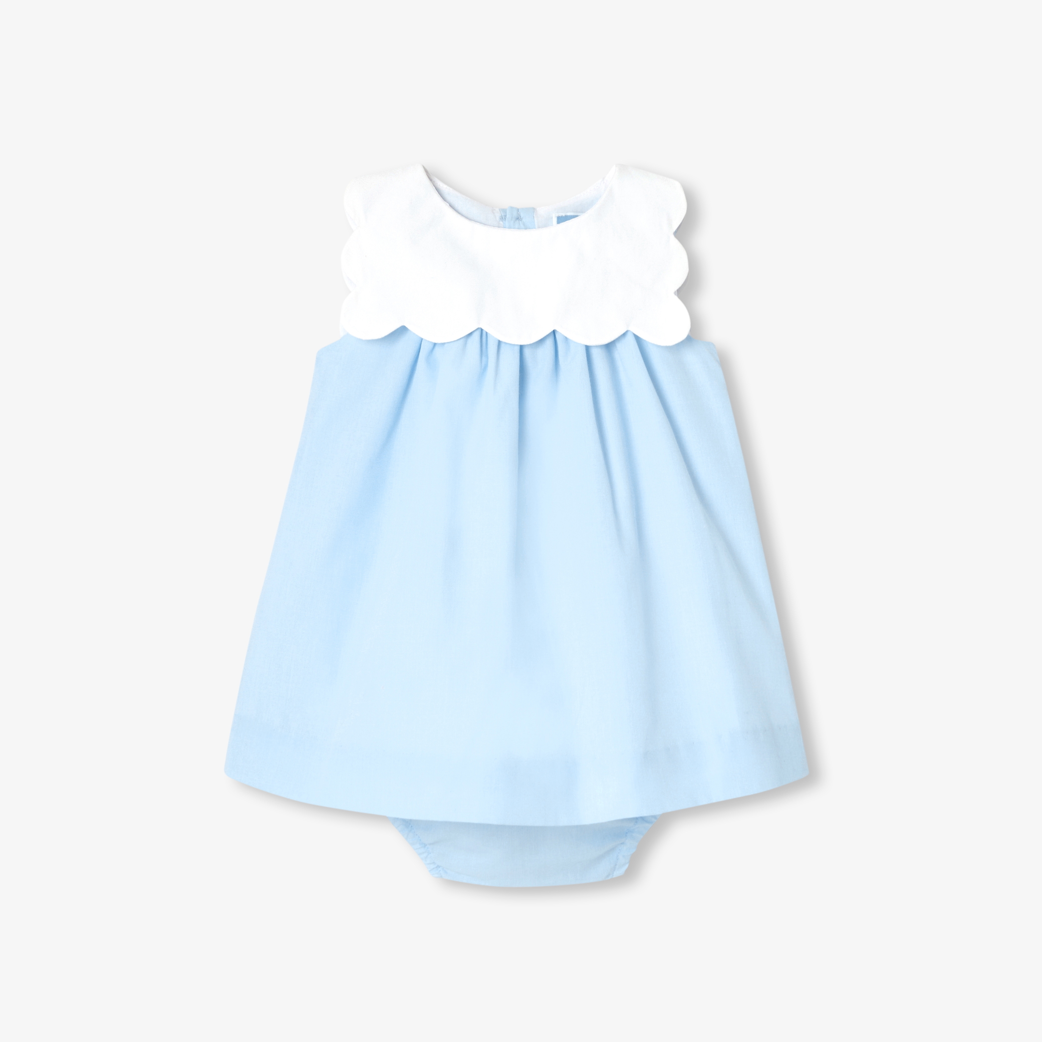 Jacadi - Jurkje van katoenen fil-à-fil baby meisje - blauw/wit - Het perfecte geboortegeschenk