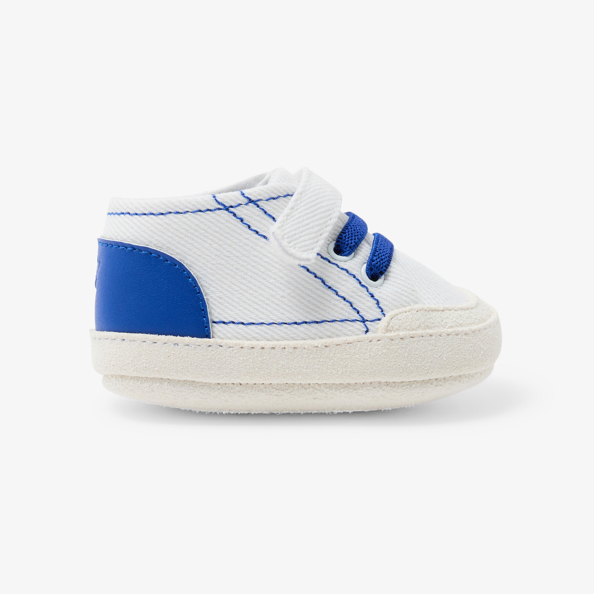 Jacadi - Flexibele katoenen sneakers baby - wit/blauw - Het perfecte geboortegeschenk