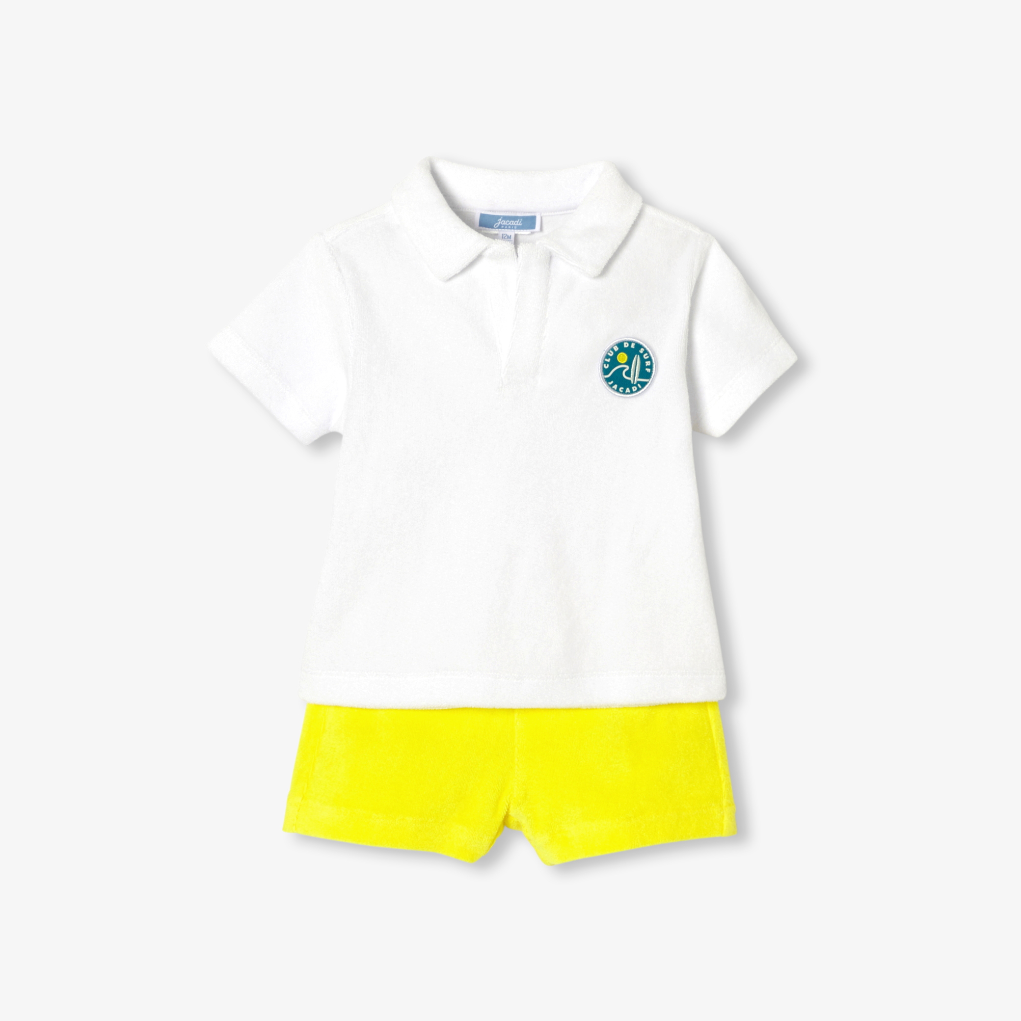 Jacadi - Ensemble short bébé garçon en coton éponge - blanc/jaune