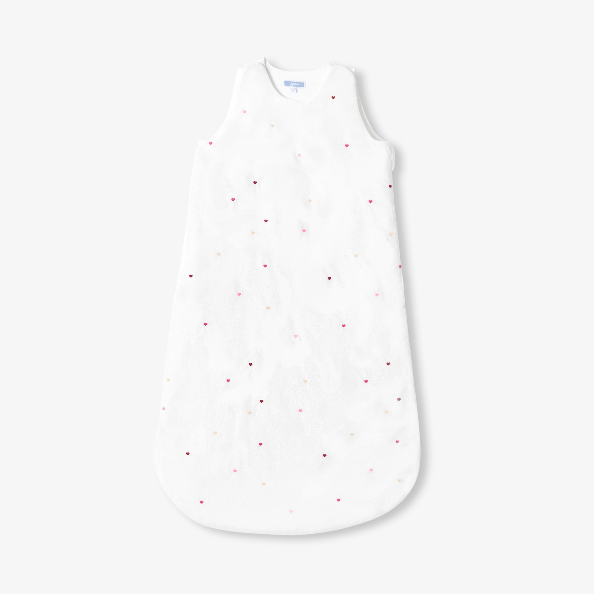 Jacadi - Meegroei-slaapzak 6-24 maanden met geborduurde veelkleurige hartjes - wit/meerdere kleuren