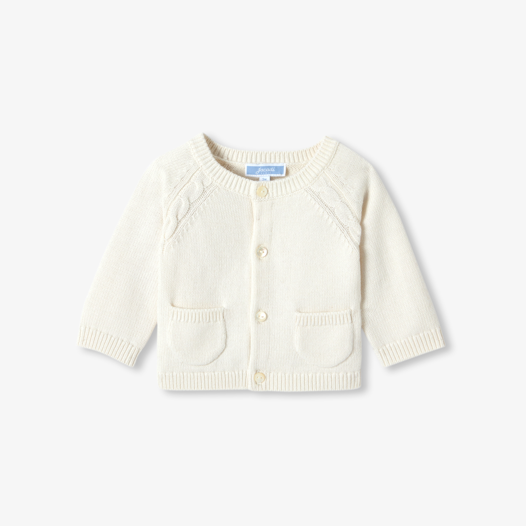 Jacadi - Babyvestje van jersey met kabelmotief - jacadi zacht wit - Het perfecte geboortegeschenk