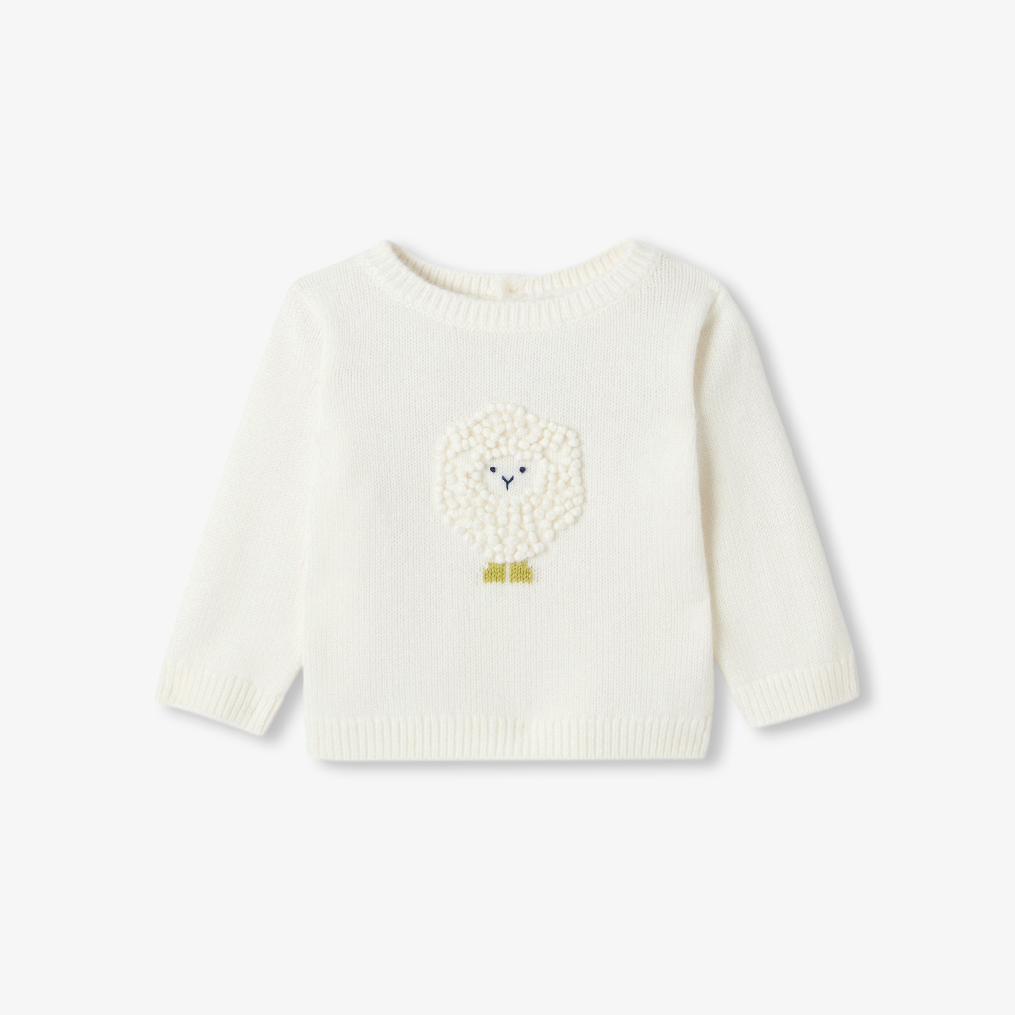 Jacadi - Babytrui van tricot met geborduurd schaap - jacadi zacht wit - Het perfecte geboortegeschenk