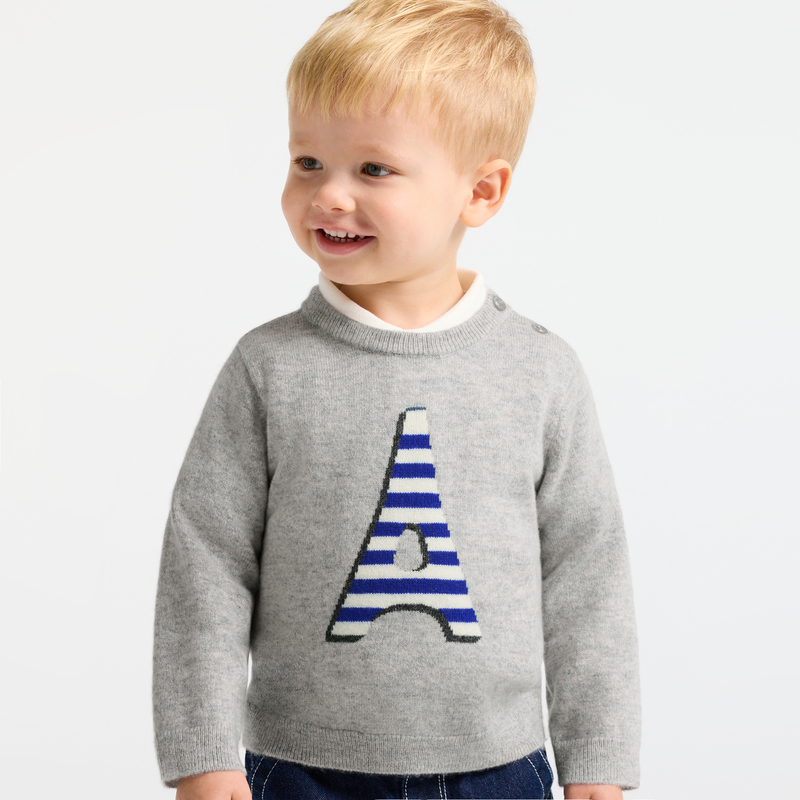 Pull bébé garçon en coton - Blanc doux | CH Pull bébé garçon en coton - Blanc doux | CH