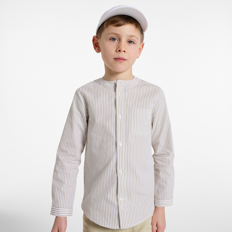 Chemise blanc cassé coton lin effet deep dye garçon Chemise blanc cassé coton lin effet deep dye garçon